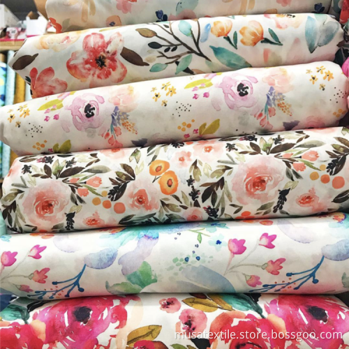 Flower Printing Single Jersey 100% Rayon Fabric